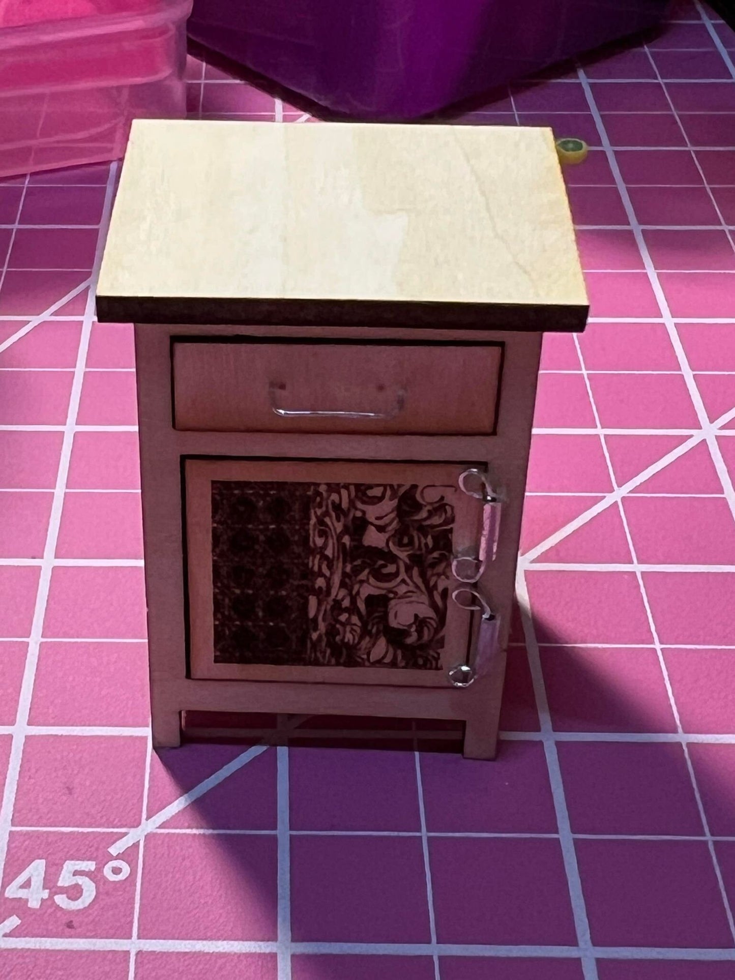 1:12 Dollhouse miniature Cabinet KIT Lasercut, One inch scale 1 Drawer 1 Door Accent Cabinet DIY