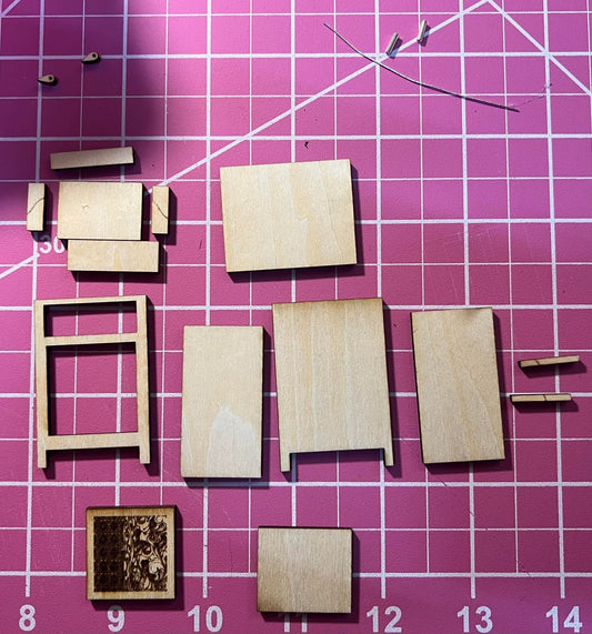 1:12 Dollhouse miniature Cabinet KIT Lasercut, One inch scale 1 Drawer 1 Door Accent Cabinet DIY