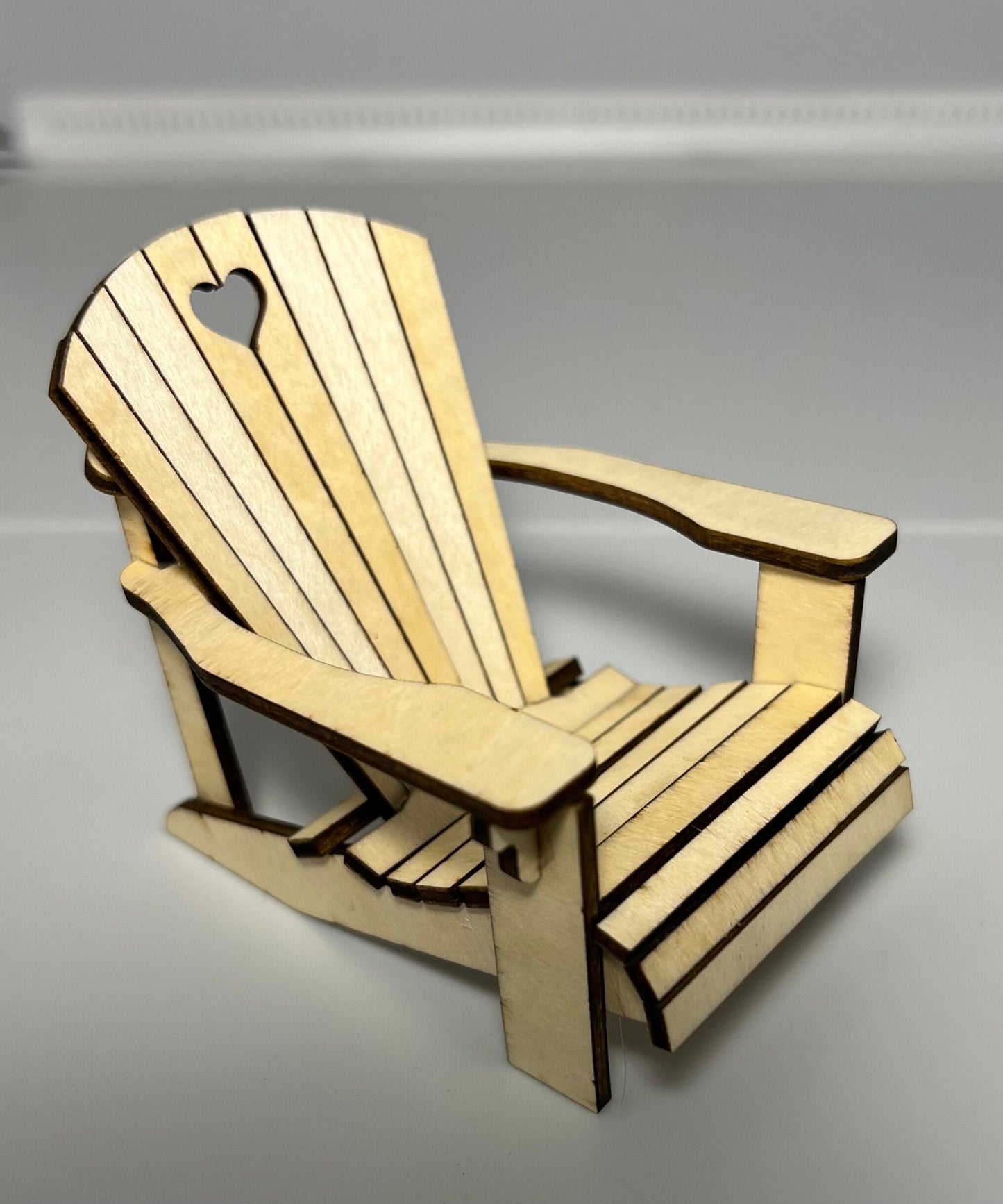 Miniature Adirondack Chair and Table Set Assembled unpainted - 1:12 Scale Dollhouse Furniture