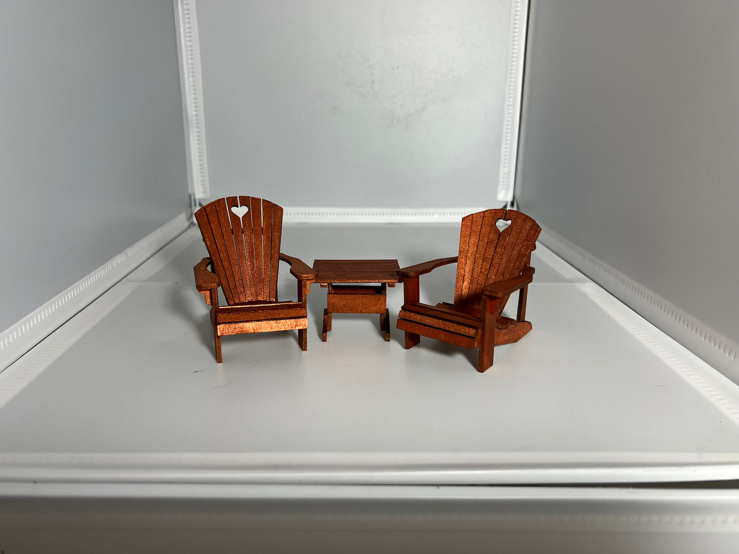 Miniature Adirondack Chair and Table Set Assembled unpainted - 1:12 Scale Dollhouse Furniture
