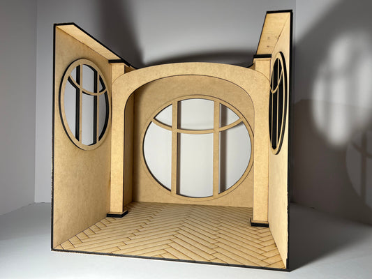 1:12 Cabin Round Window Dollhouse Room box KIT