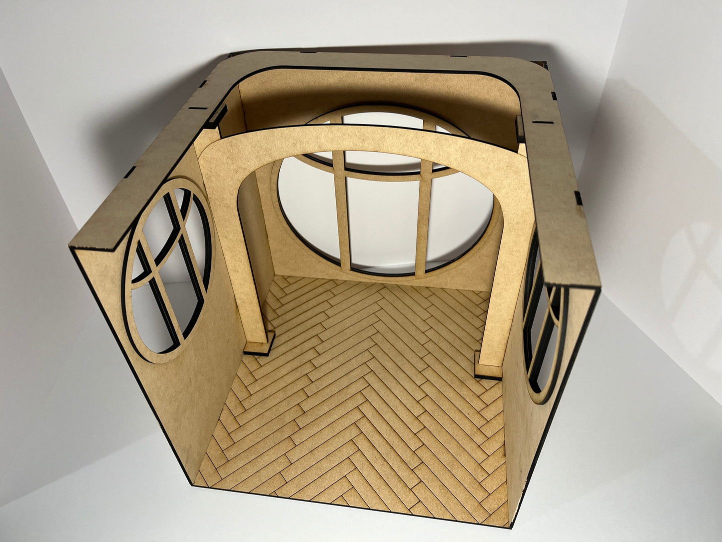 1:12 Cabin Round Window Dollhouse Room box KIT