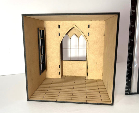 1:24 Church Study Assembled Dollhouse Room box Unpainted