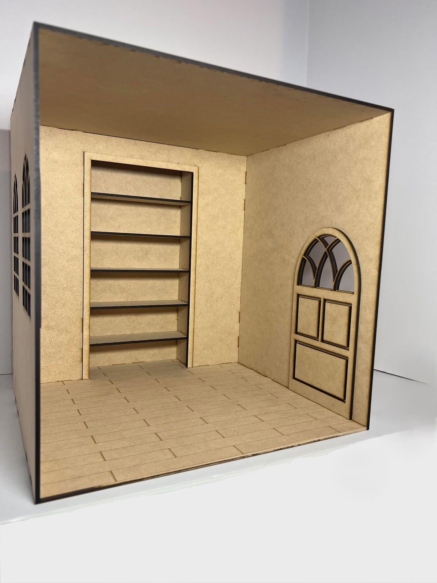 Miniature Library Room Box Kit – 1:12 Scale DIY Dollhouse Bookshelf Room