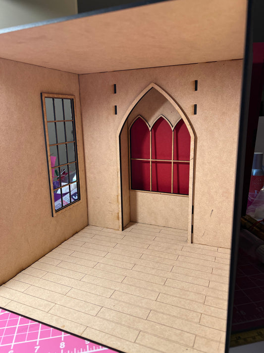 1:12 Scale DIY Dollhouse Room Box Kit â€“ Laser Cut MDF â€“ Perfect for a Church, Mini Witchâ€™s Den or a Study