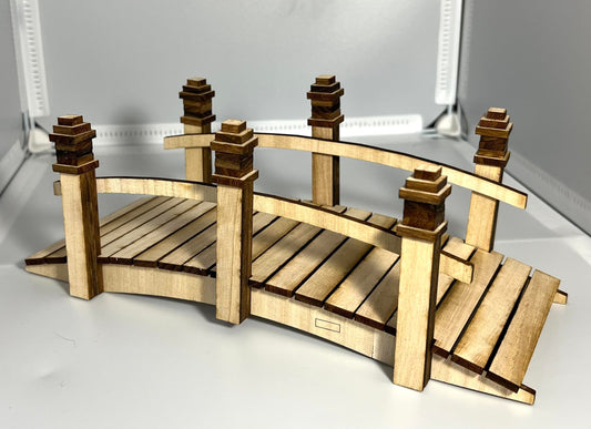 1:12 Garden Pond Bridge Unfinished DIY Kit Basswood