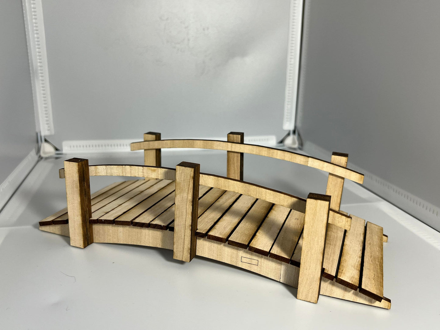 1:12 Garden Pond Bridge Assembled (Basswood)