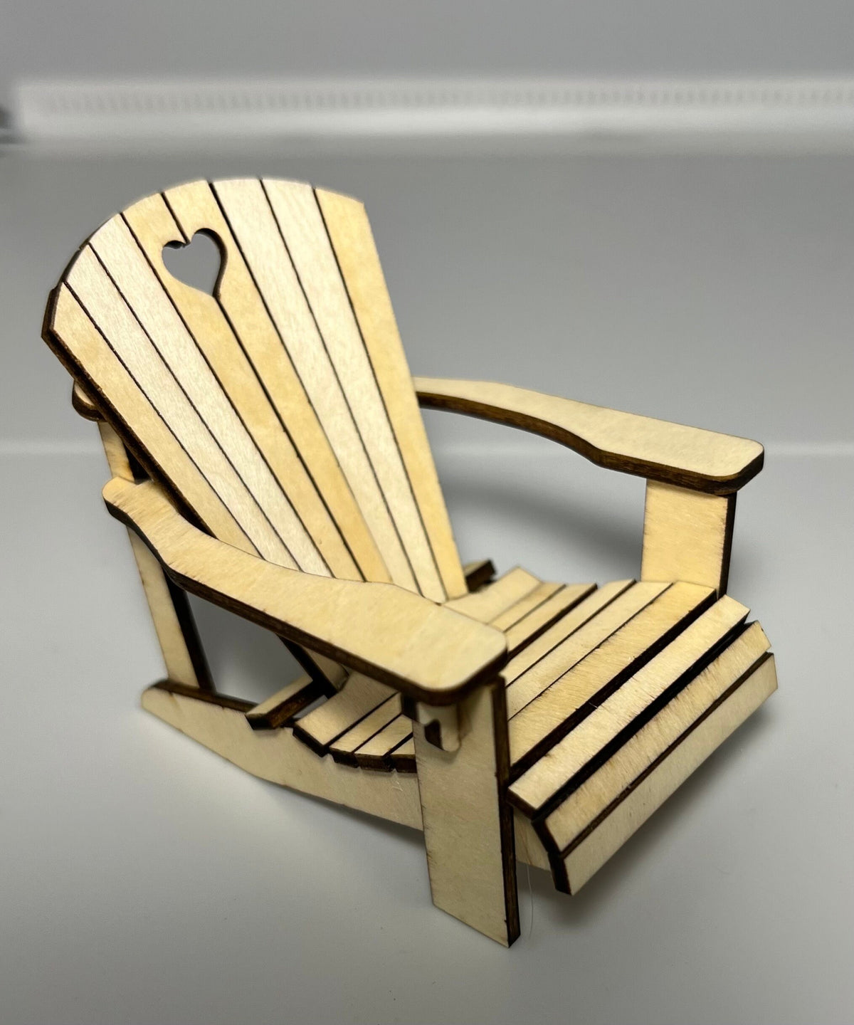 Miniature Adirondack Chair and Table Set Assembled unpainted - 1:12 Scale Dollhouse Furniture