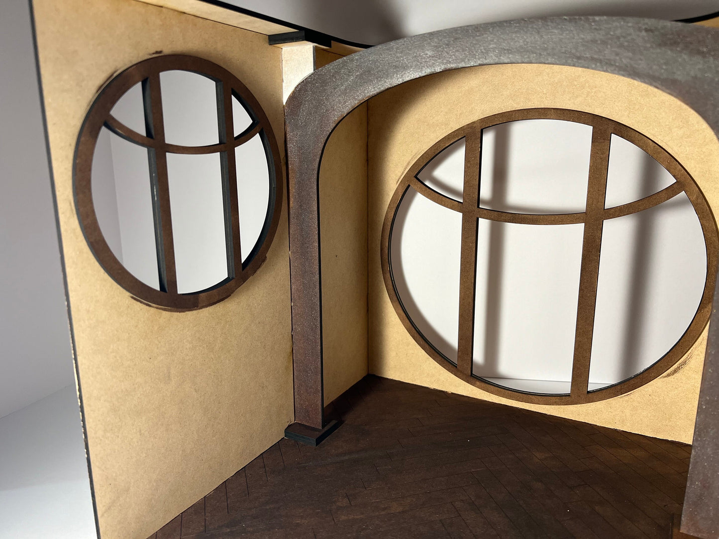 1:12 Cabin Round Window Dollhouse Room box KIT