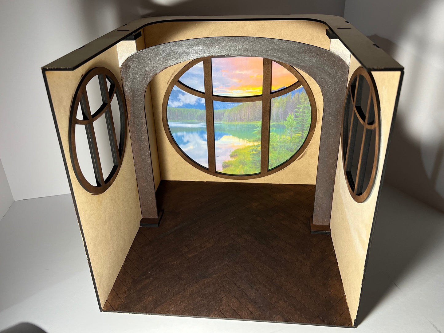 1:12 Cabin Round Window Dollhouse Room box KIT