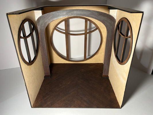 1:12 Cabin Round Window Dollhouse Room box KIT