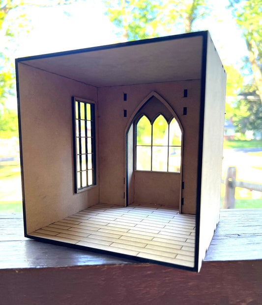 1:24 Church Study Assembled Dollhouse Room box Unpainted