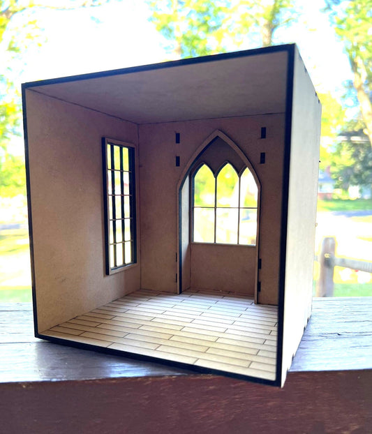 1:24 Church Study Assembled Dollhouse Room box Unpainted