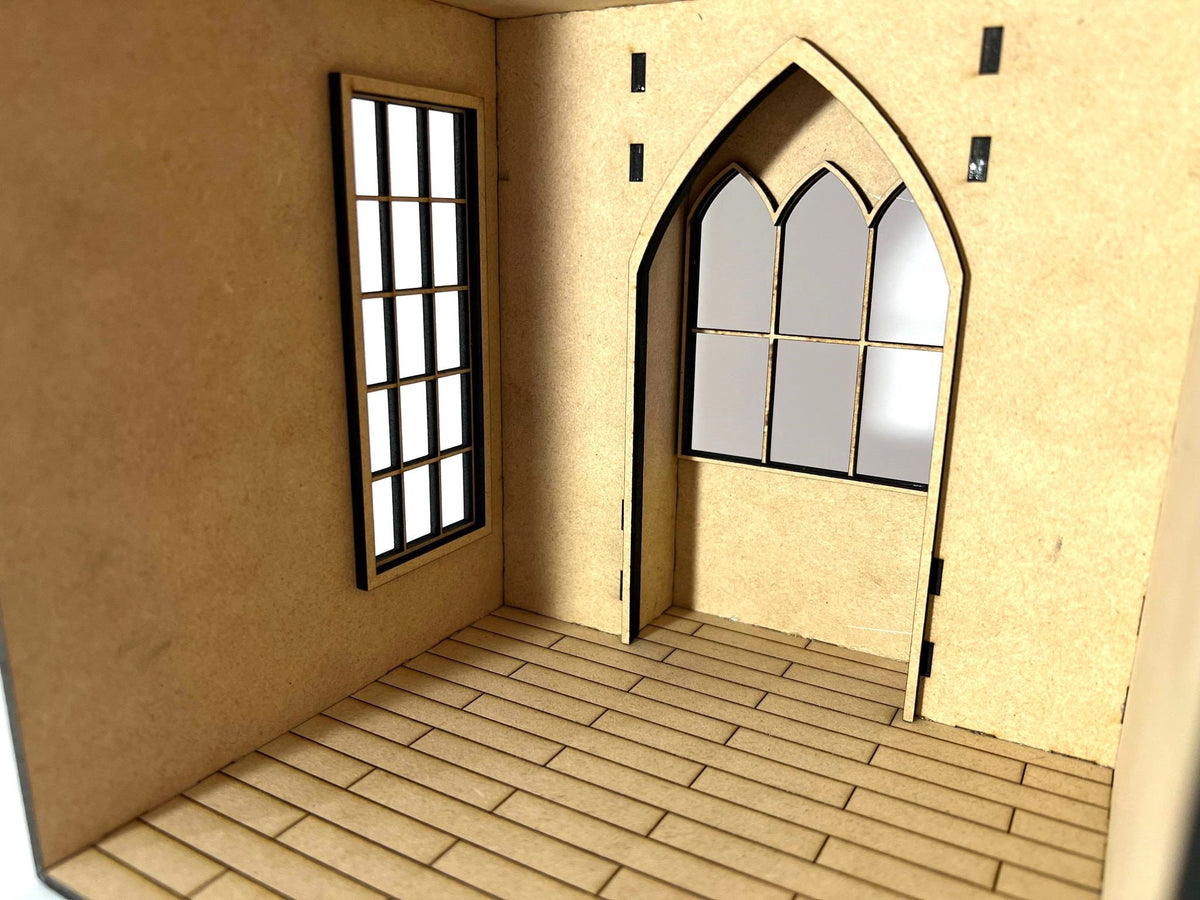 1:24 Church Study Assembled Dollhouse Room box Unpainted