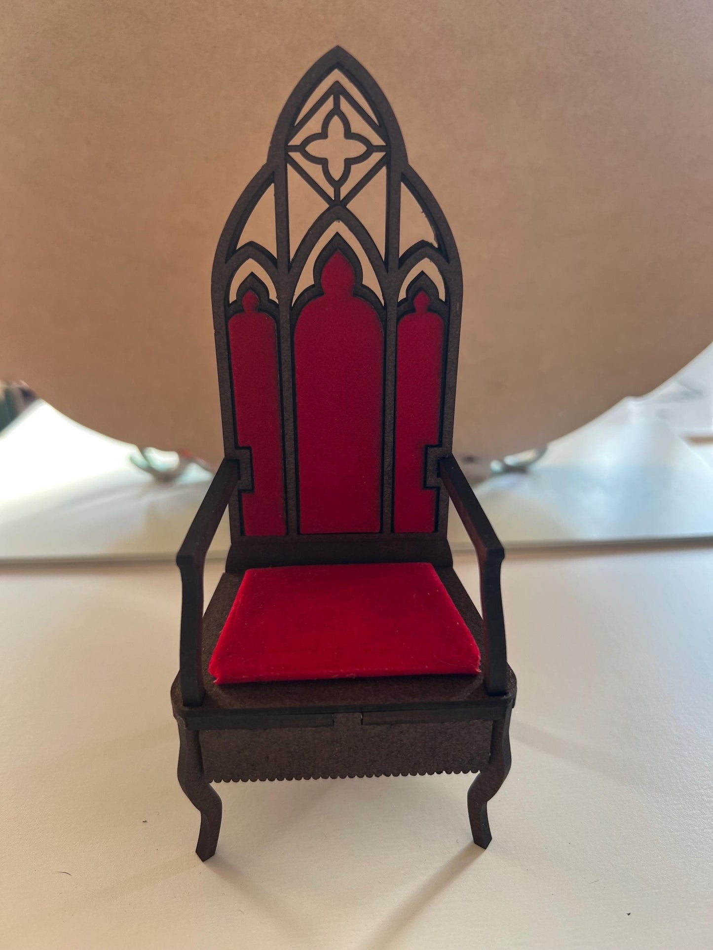 1:12 Clergy Chair KITâ€“ Medieval Dollhouse Throne with Velvet Accents Gothic Chair