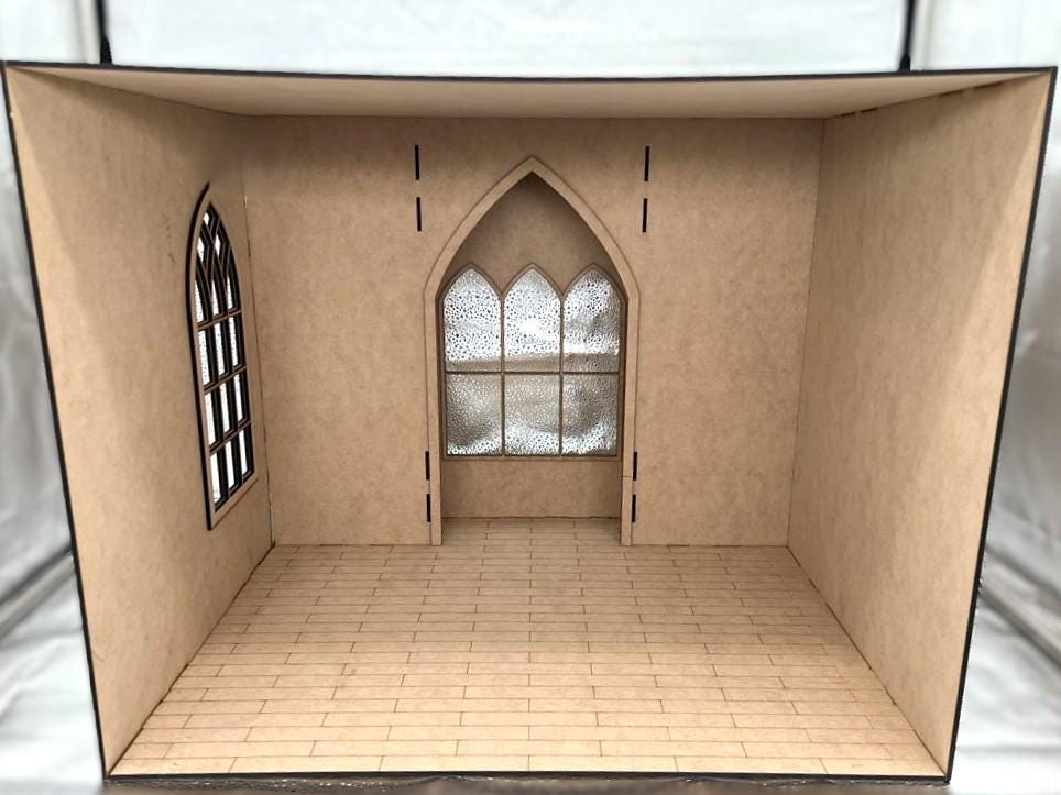1:6 Scale DIY Dollhouse Room Box Kit – Laser Cut MDF – Perfect for a Church, Mini Witch’s Den or a Study