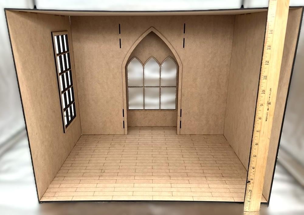 1:6 Scale DIY Dollhouse Room Box Kit – Laser Cut MDF – Perfect for a Church, Mini Witch’s Den or a Study